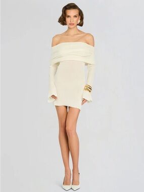 SER.O.YA | Dresses | Seroya Clara Knit Mini Dress White Long Sleeve Womens  Size S | Poshmark